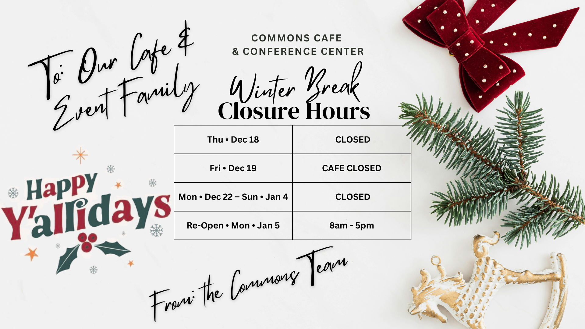 Winter Break Closure 2025