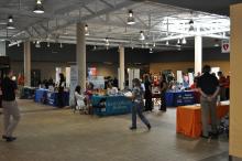 Commons Atrium set up with conference booths