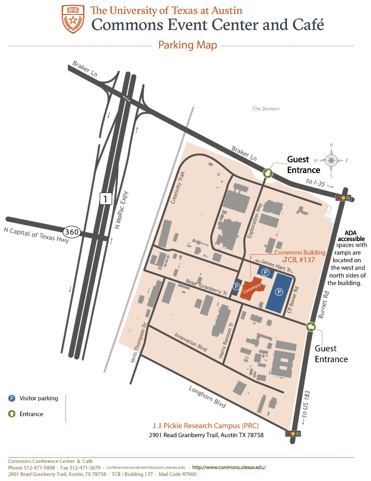 PRC Parking Map with Commons Lots